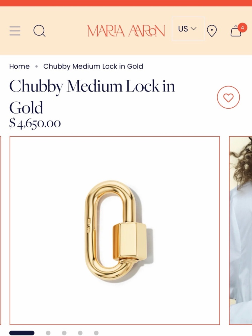 Marla Aaron Chubby Medium Lock Key Charm in Gold
